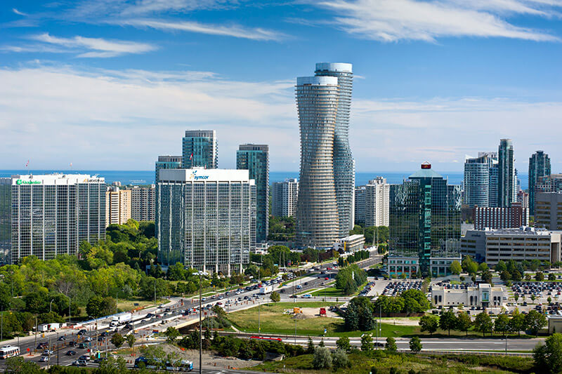 A view of the famous City Centre in Mississauga, Ontario.