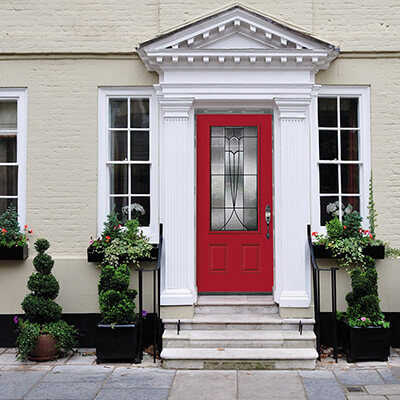 A colonial red residential door