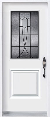 Door with half lite decorative glass insert