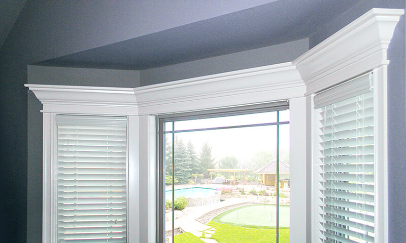 Interior view of custom window finishes on a casement window.