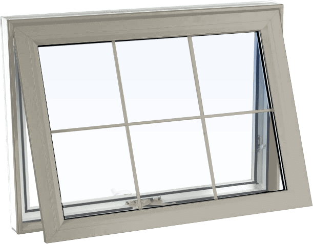Custom hickory color vinyl replacement awning window
