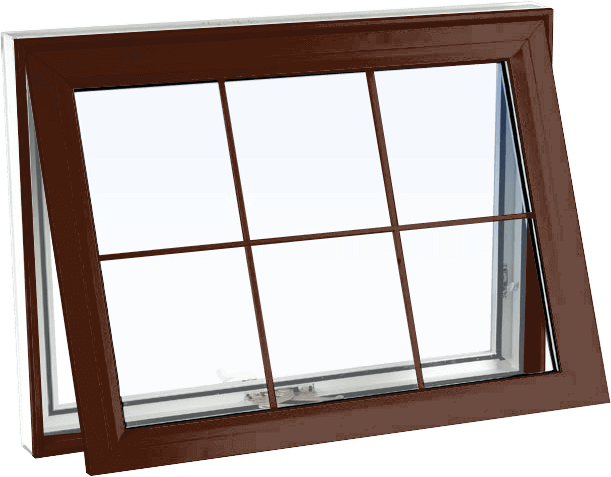 Custom high gloss brown color vinyl replacement awning window