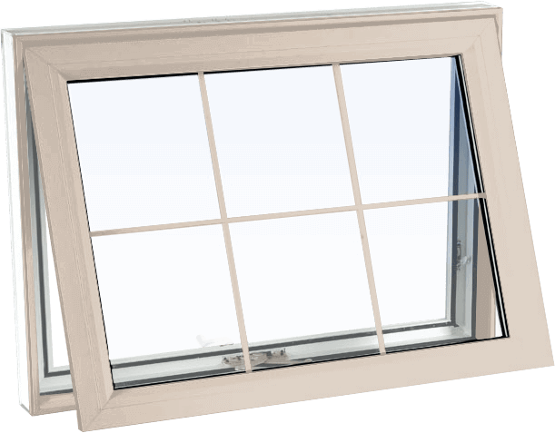Custom sandalwood color vinyl replacement awning window