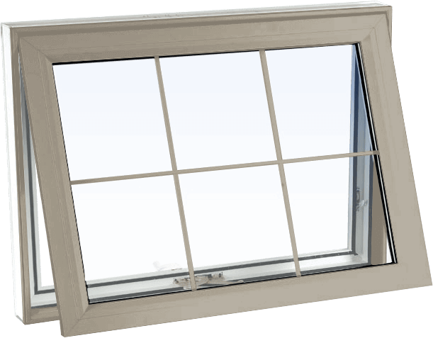 Custom sandstone color vinyl replacement awning window