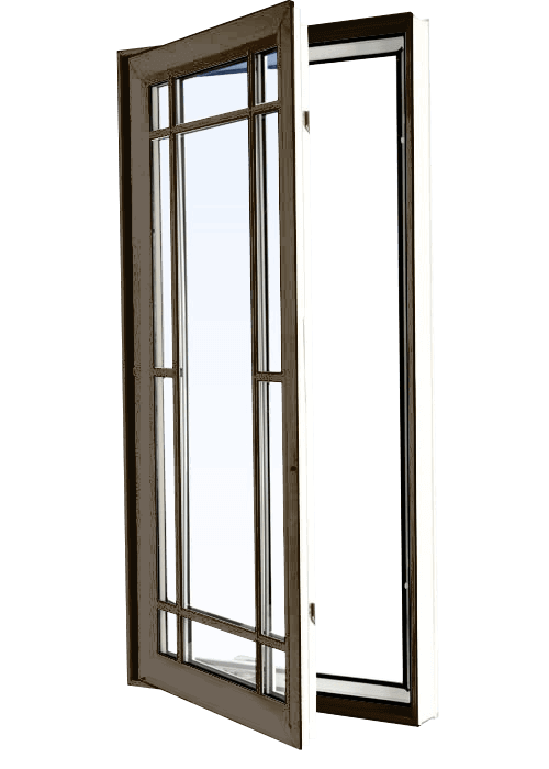 Custom commercial brown color vinyl replacement casement window