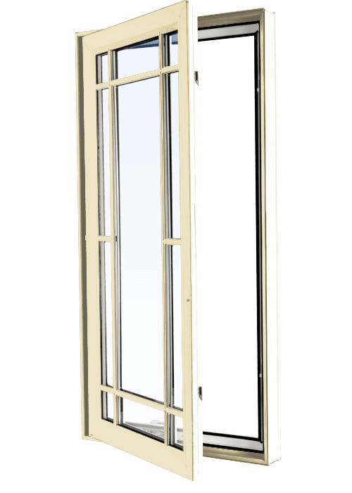 Custom cream color vinyl replacement casement window