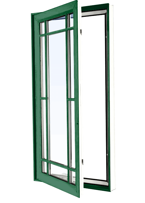 Custom forest green color vinyl replacement casement window