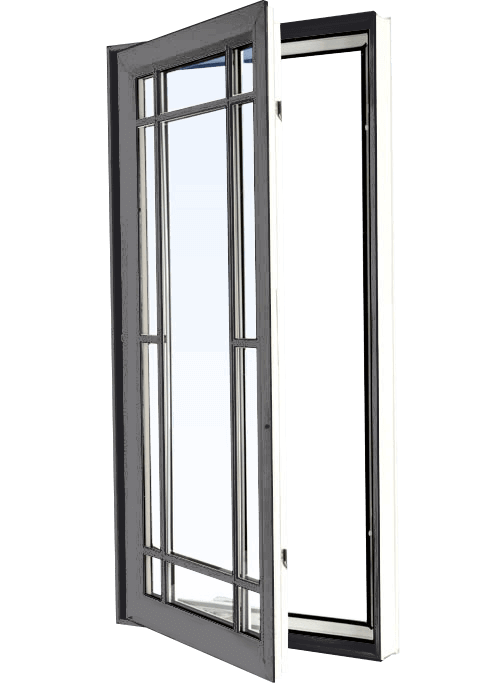 Custom iron ore color vinyl replacement casement window