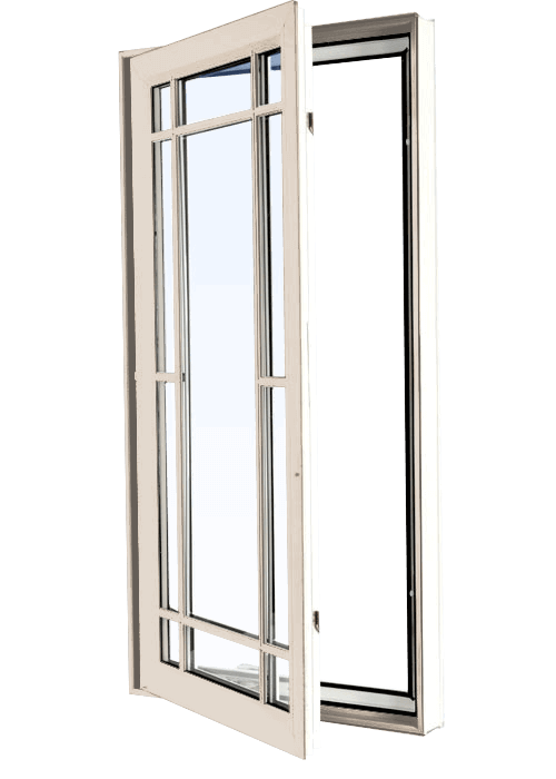 Custom sandalwood color vinyl replacement casement window