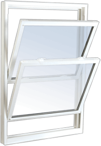 A PVC (vinyl) double hung window
