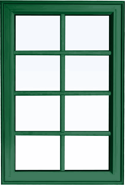 Custom forest green color PVC fixed shaped window