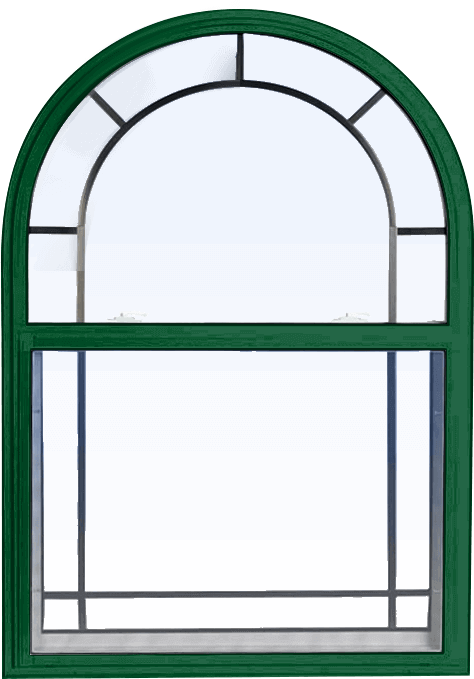 Custom forest green color replacement PVC hung window